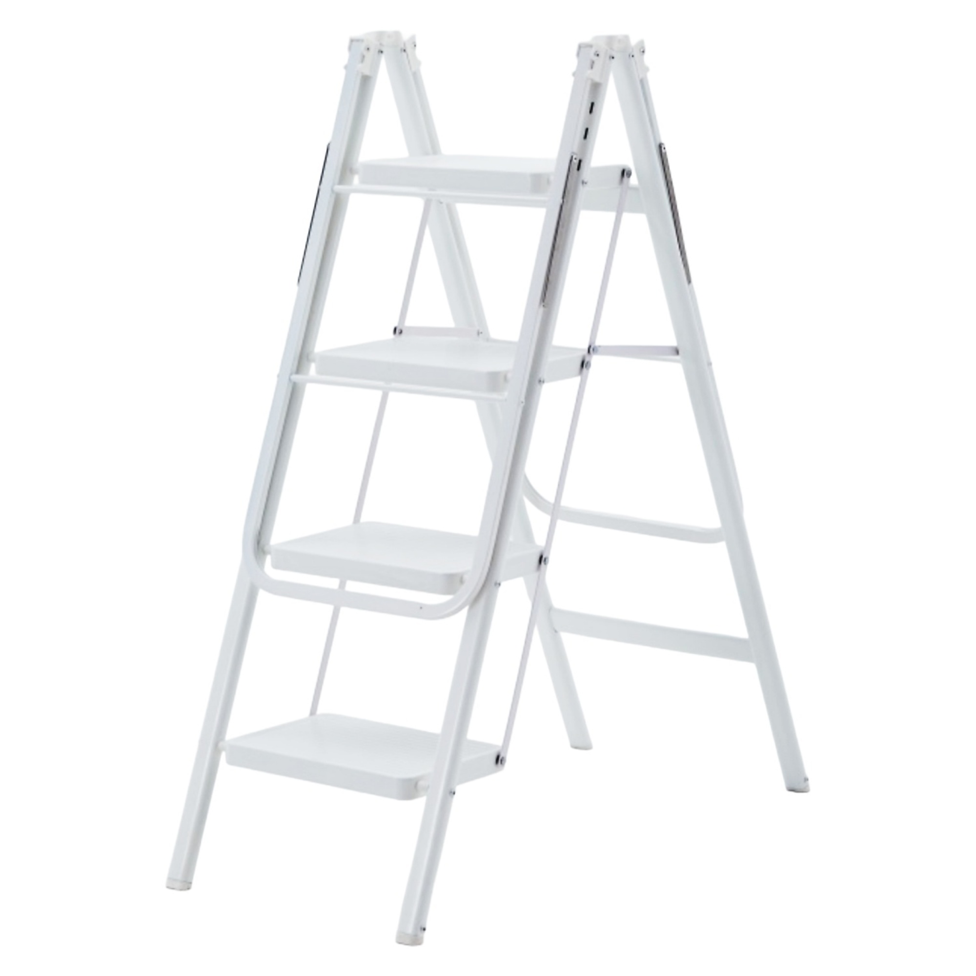 4-Step 9 ft. Reach Iron Folding Step Stool with Drying Rack, 300 lb. Load Capacity, ANSI Type IA